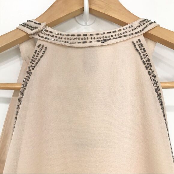 Forever 21 Cream Silver Sequin Beaded Halter Holiday Tank Blouse NEW - Picture 7 of 15